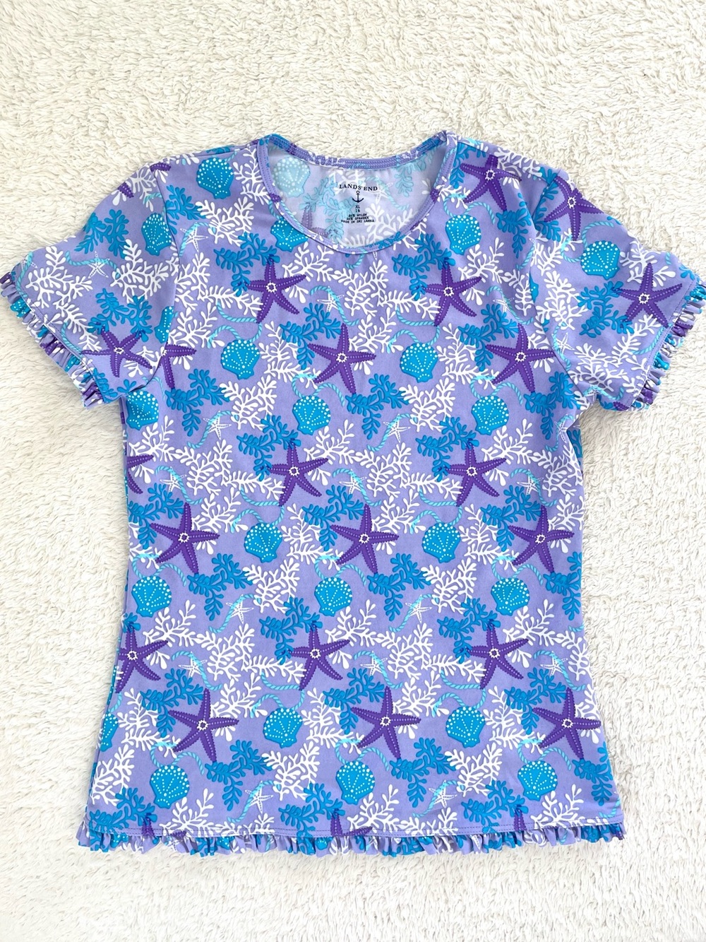 Land's End Girl's Rash Guard Swim Top - Size XL